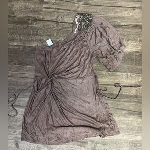 Pretty Good One-Shoulder Dress in Brown